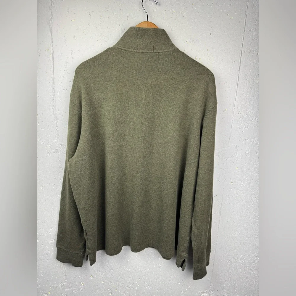 Polo Ralph Lauren Men’s‎ Olive Green 100% Cotton 1/4 Zip Sweater Purple Pony XL
